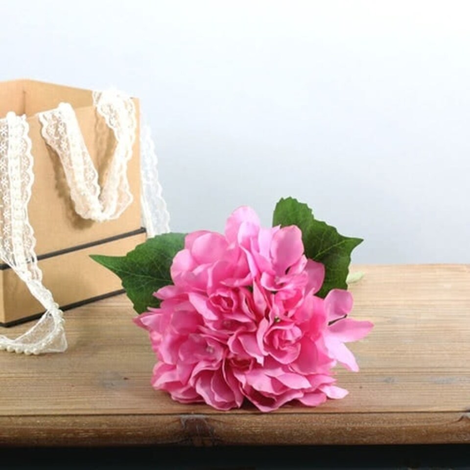 Arundel Hydrangea Pink Artificial Silk Flower 34cm