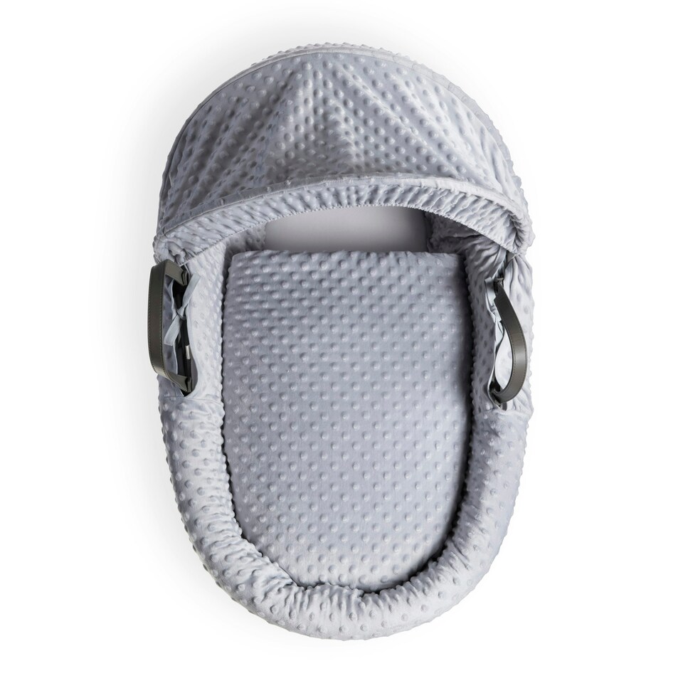 image 1 of Clair de Lune Grey Dimple Grey Wicker Moses Basket With Grey Rocking Stand
