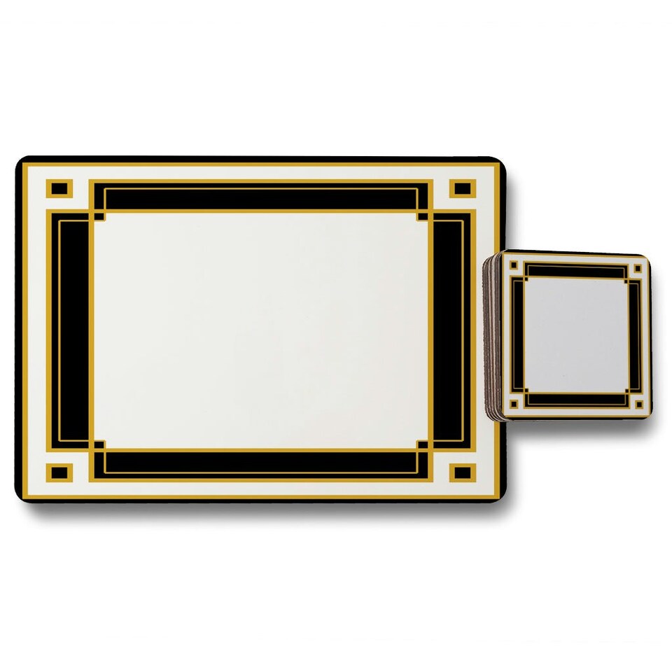 image 1 of Art Deco Black & Gold (Placemat & Coaster Set)