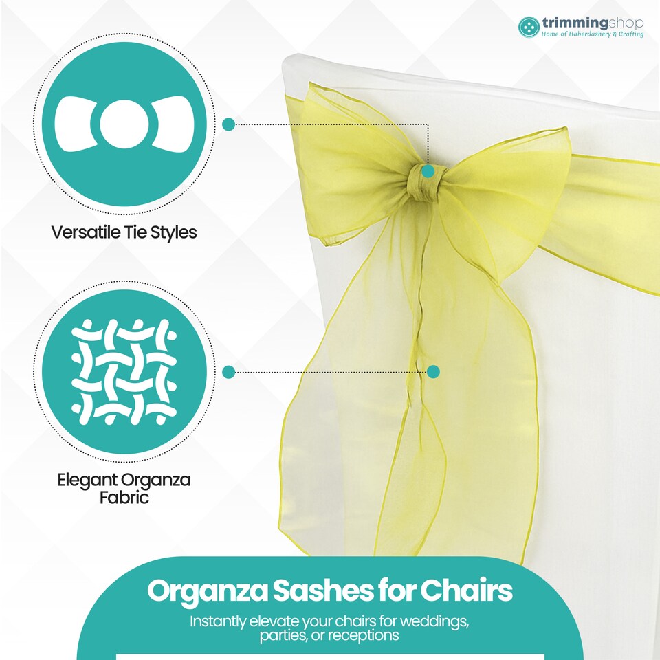image 1 of 17 x 280cm Organza Chair Sashes, Sheer Sash Ties - 1pc