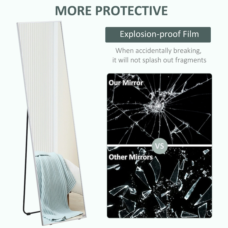 image 1 of HOMCOM Full Length Mirror Dressing Mirror Wall-Mounted Entryway Silver Frame