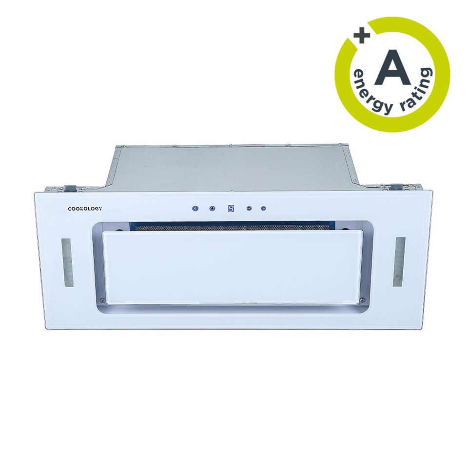 image 1 of Cookology 75cm White Glass Built-In Canopy Cooker Hood