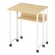 image 1 of Levede Foldable Computer Desk Folding Table with Shelf Wheels for Small Space