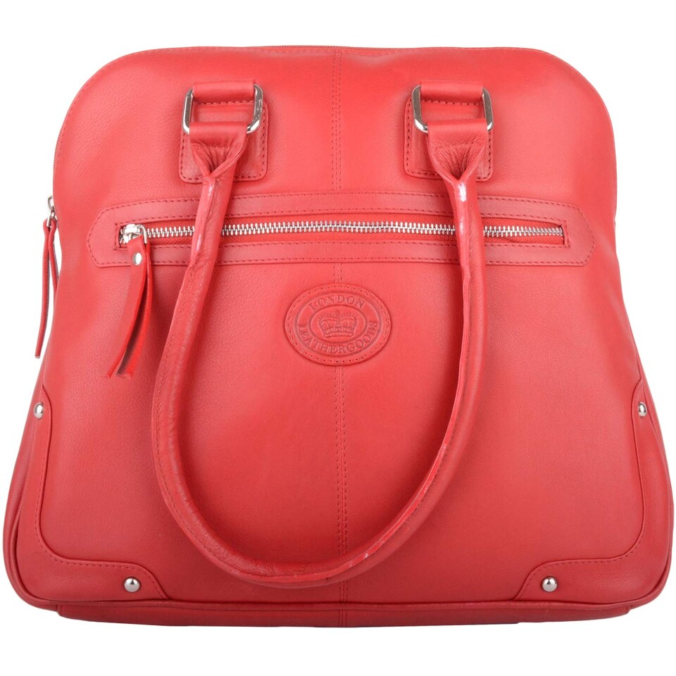 image 1 of London Leathergoods Womens Large Premium Soft Leather Travel / Work Hand Bag / Shoulder Bag | Red | Red