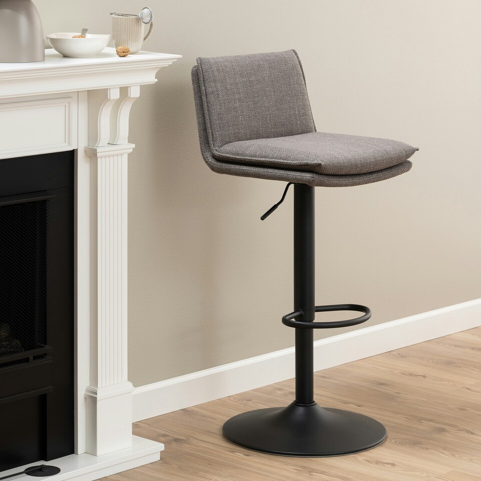 image 1 of Flynn Swivel Bar Stool with Height Adjustable Function in Light Grey-Brown.