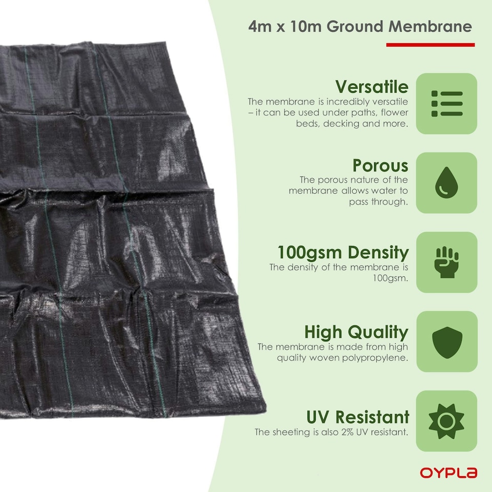 image 1 of Oypla 4m x 10m Heavy Duty Weed Control Ground Cover Membrane Sheet