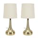 image 4 of ValueLights Teardrop Pair Gold Touch Table Lamp Cream Shade & Bulb | Cream