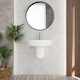 image 2 of Balterley Mila Round 1 Tap Hole Ceramic Basin with Semi Pedestal Bathroom Sink (Tap Not Included) | White | White