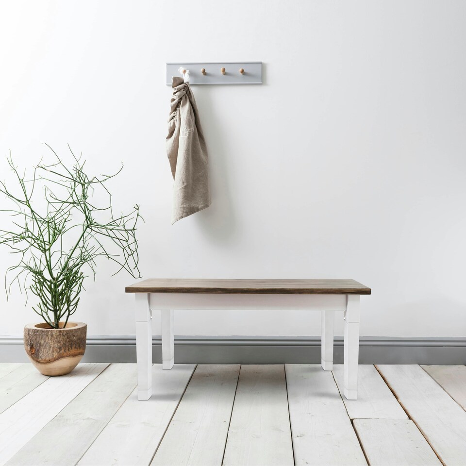 image 1 of Canterbury Hallway Bench Entryway Medium in White and Dark Pine White