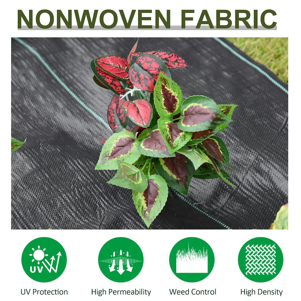 image 1 of Outsunny 1x50m Weed Barrier Fabric Durable Convenient Design Weed Block Mat