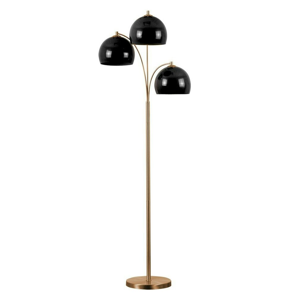 image 1 of ValueLights Dantzig Polished Copper Floor Lamp with Black Dome Shade