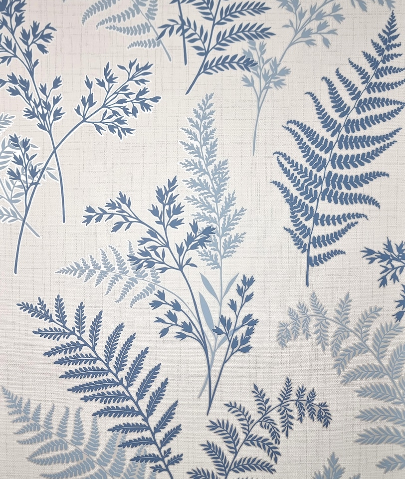 image 1 of Fine Decor FD43767 Fern Blue Wallpaper, Blue