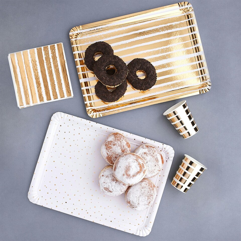Gold Paper Party Trays - Pack of 4