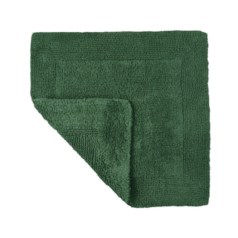 image 1 of Elegance Reversible Heavyweight Square Bath Mat - Dark Green