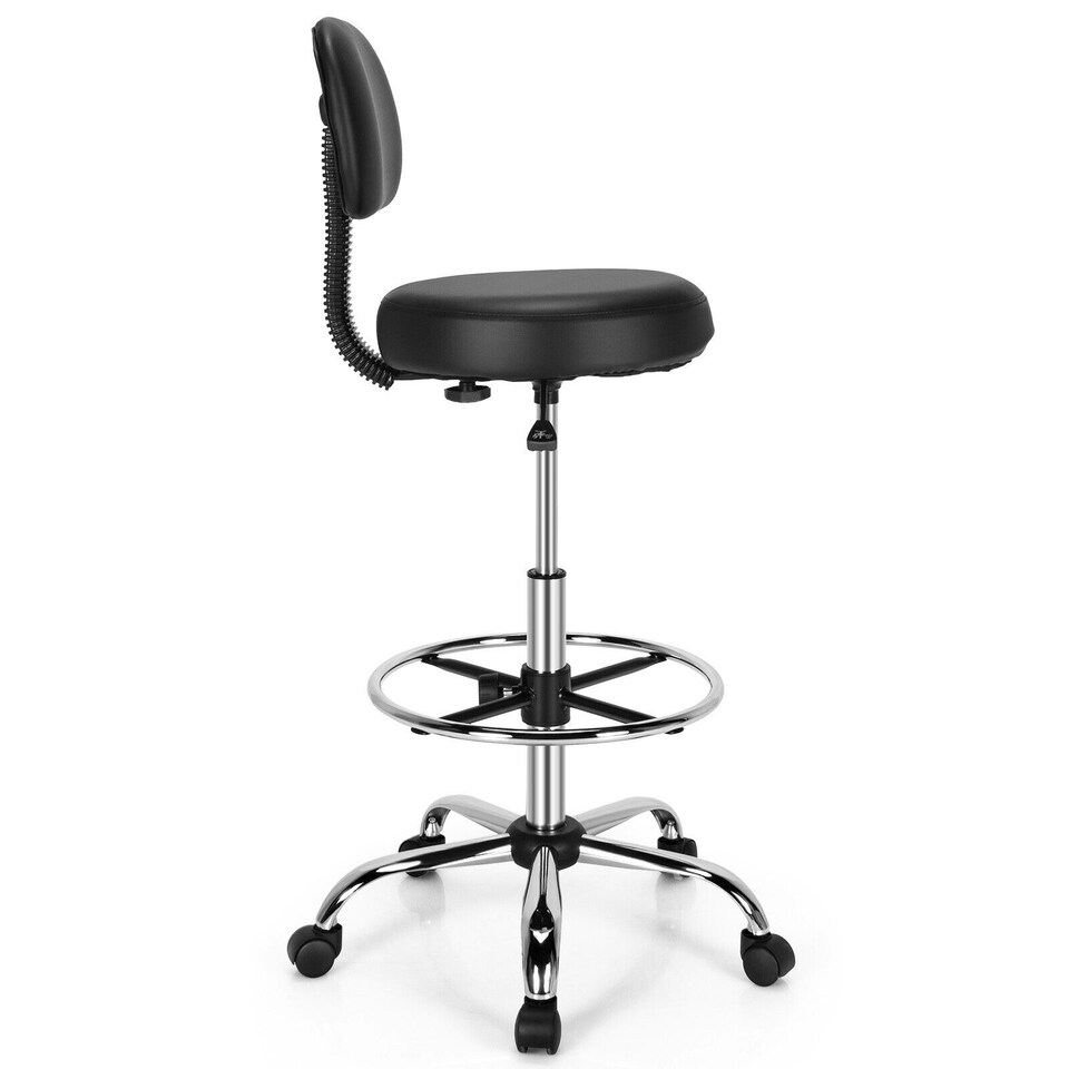 image 1 of COSTWAY Ergonomic Drafting Office Chair w/ Backrest Black
