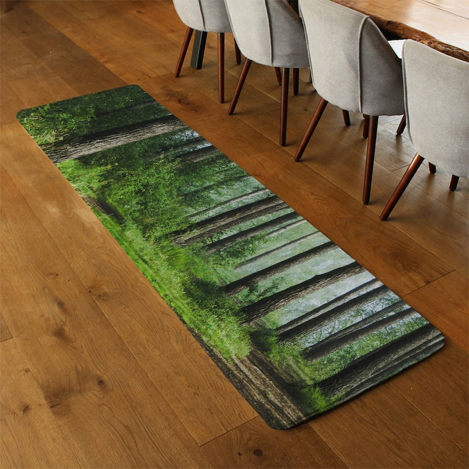 image 1 of Beautiful summer forest with different trees Designer (Runner Rug)