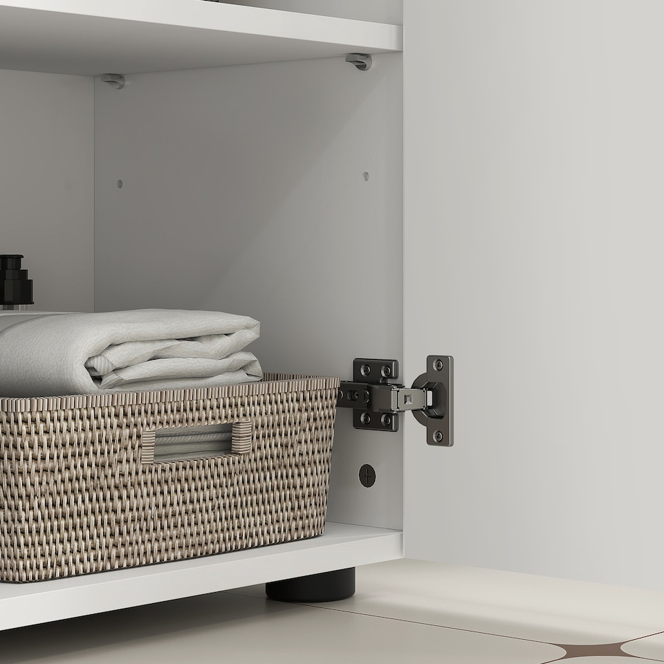 image 1 of kleankin Under Sink Bathroom Cabinet, Bathroom Vanity Unit, Basin Storage Cupboard with Double Doors and Shelf, 10W x 20Dcm Cut-Out, White