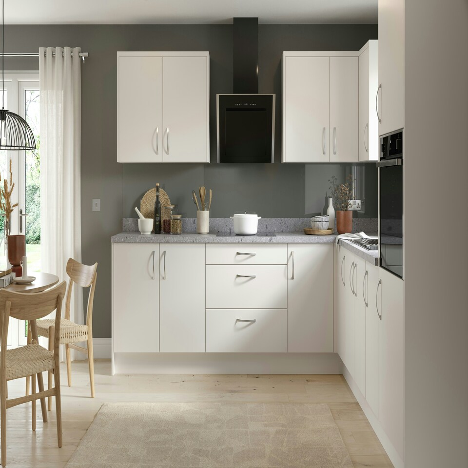 image 1 of 3 Drawer Base Unit 500mm w/ Value Slab Cabinet Door - Standard Matt White White | Standard Matt White