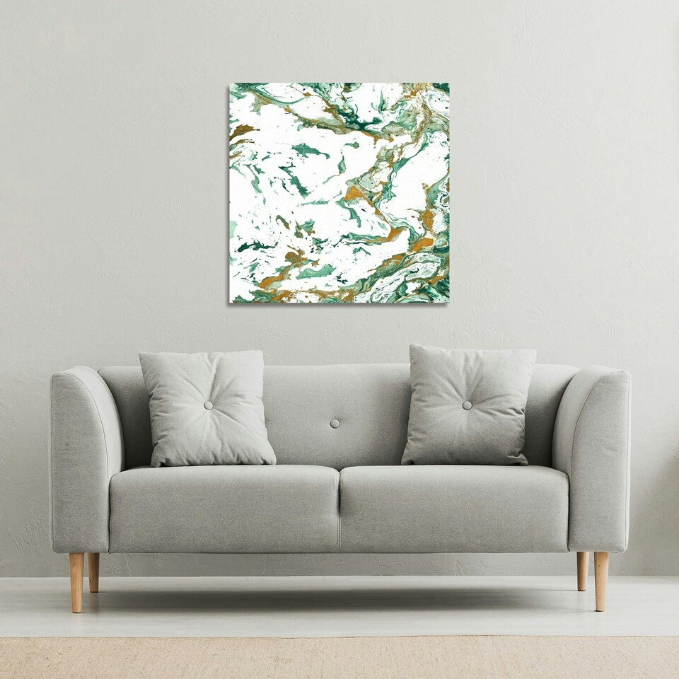 image 1 of Green & Golden Marble (Canvas Print) 46 x 46 x 4cm