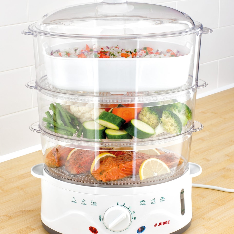 image 1 of Judge Electric 3 Tier Food Steamer 8.5L with Rice Bowl