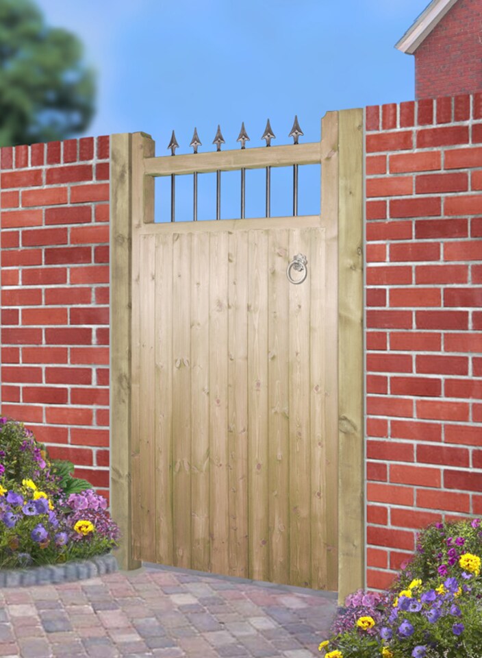 Hampton Tall Single Garden Gate - Pressure Treated Scandinavian Redwood - W1050 x H1800 mm | Brown | 1