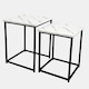 image 2 of OHS 2 Piece Wood Top Modern Home Decor Side End Coffee Nest Of Tables White | Marble