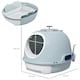 image 4 of PawHut Futuristic Capsule-Shaped Cat Litter Box w/ 2 Doors Scoop Drawer Blue