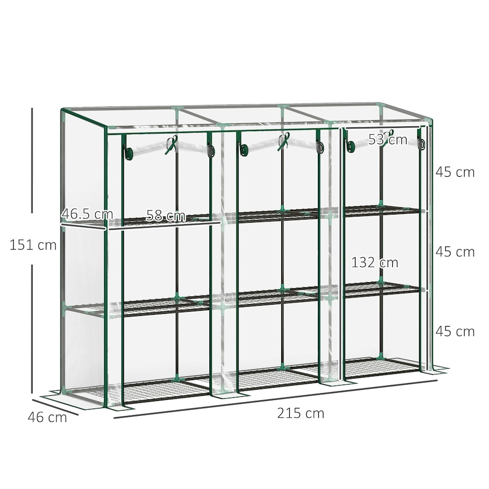 image 1 of Outsunny 3 Tier Lean-to Mini Greenhouse with Plastic Cover, Clear
