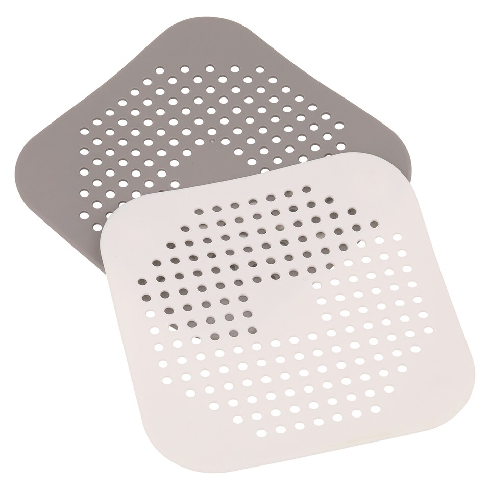 image 1 of White & Grey Silicone Hair Catcher Shower Drain Guards - 2pcs