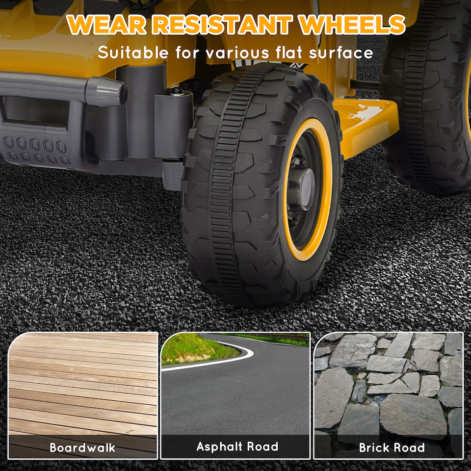 image 1 of AIYAPLAY 6V Electric Car for Kids, Battery Powered Kids ATV, Quad Bike with Forward Backward, LED Headlights, for Ages 18-36 Months, Yellow