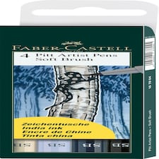 Faber-Castell - PITT Artist Pen Soft Brush Wallet of 4, Shades of Grey