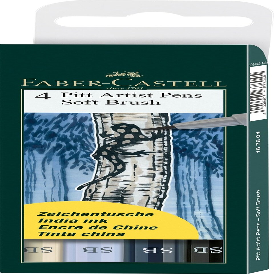 Faber-Castell - PITT Artist Pen Soft Brush Wallet of 4, Shades of Grey