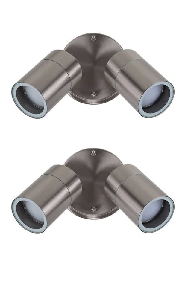image 1 of ValueLights Barrow Pair IP44 Steel Outdoor Garden Wall Lights | Chrome