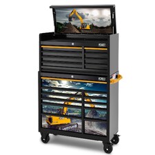 JCB 42 inch Roller Cabinet and Top Tool Chest Stack with Excavator Wrap JCBEXCSTACK