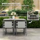 image 3 of Outsunny 9 Piece Garden Dining Set, Cube Outdoor Garden Furniture Set with Cushions, 8 Seater Garden Table and Chairs with 4 Stools, Square PSPC Plastic Top Table, Side Pockets for Conservatory, Grey | Grey | 1