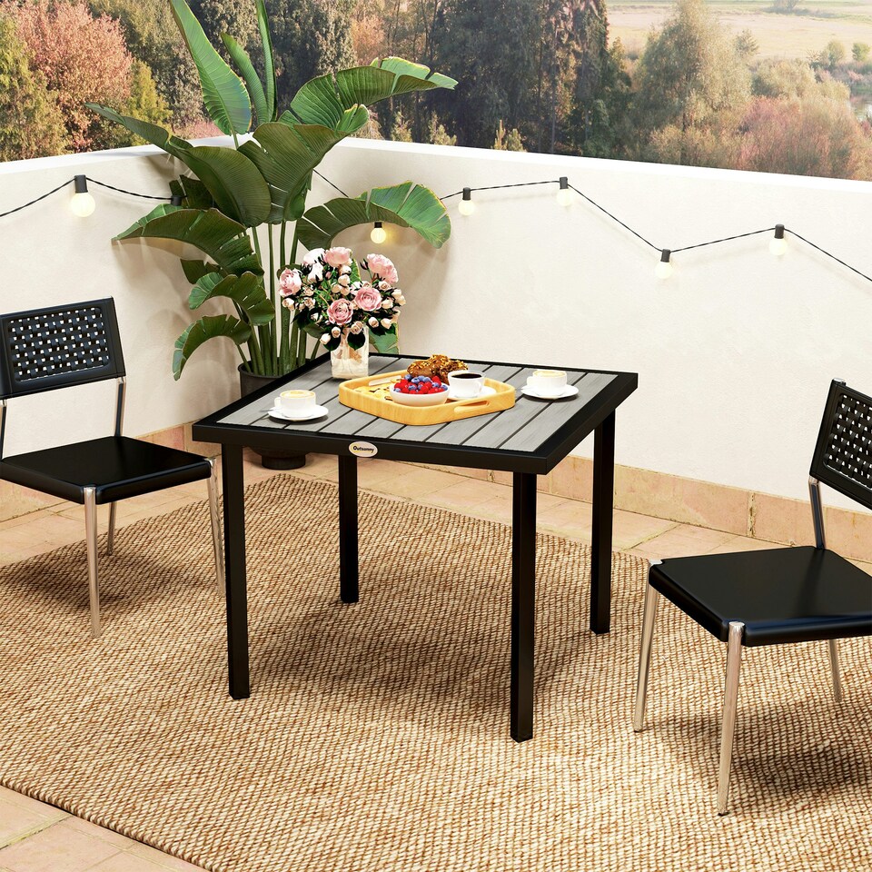 image 1 of Outsunny Garden Table for 4 Person with 5.4cm Parasol Hole