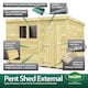 image 3 of 7 x 4 Feet Pent Security Shed - Double Door - Wood - L118 x W214 x H201 cm Brown