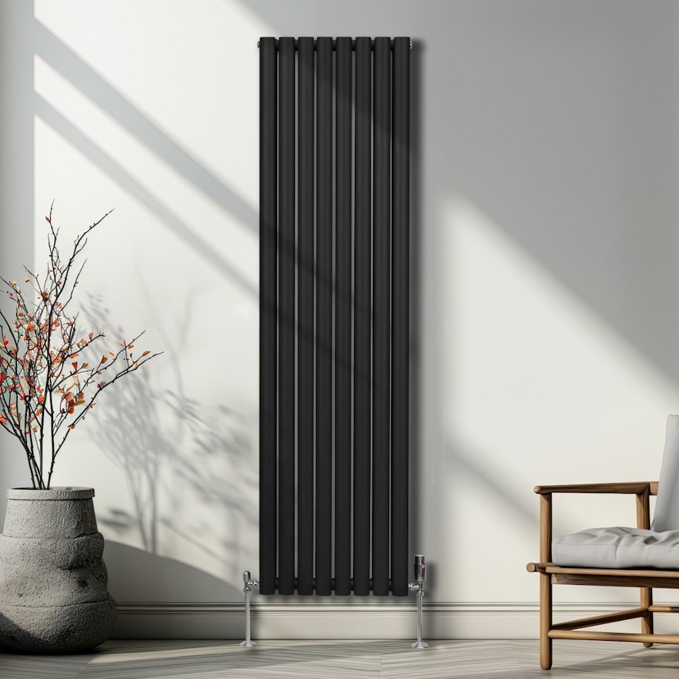 image 1 of Oval Column Radiator 1800mm x 480mm Black