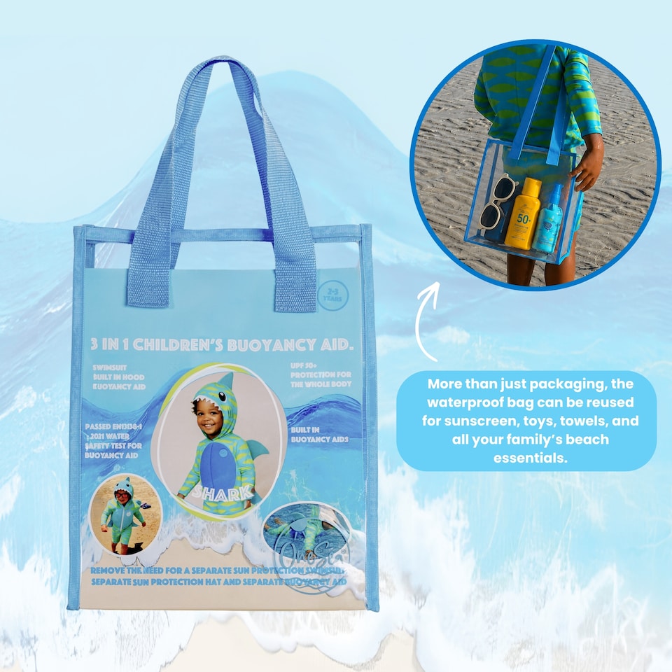 image 1 of Onesea Shark Outfit - 3-in-1 Children’s Buoyancy Aid (3-4 Years)