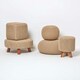 image 5 of Homescapes Linen Large Round Cotton Knitted Pouffe Footstool