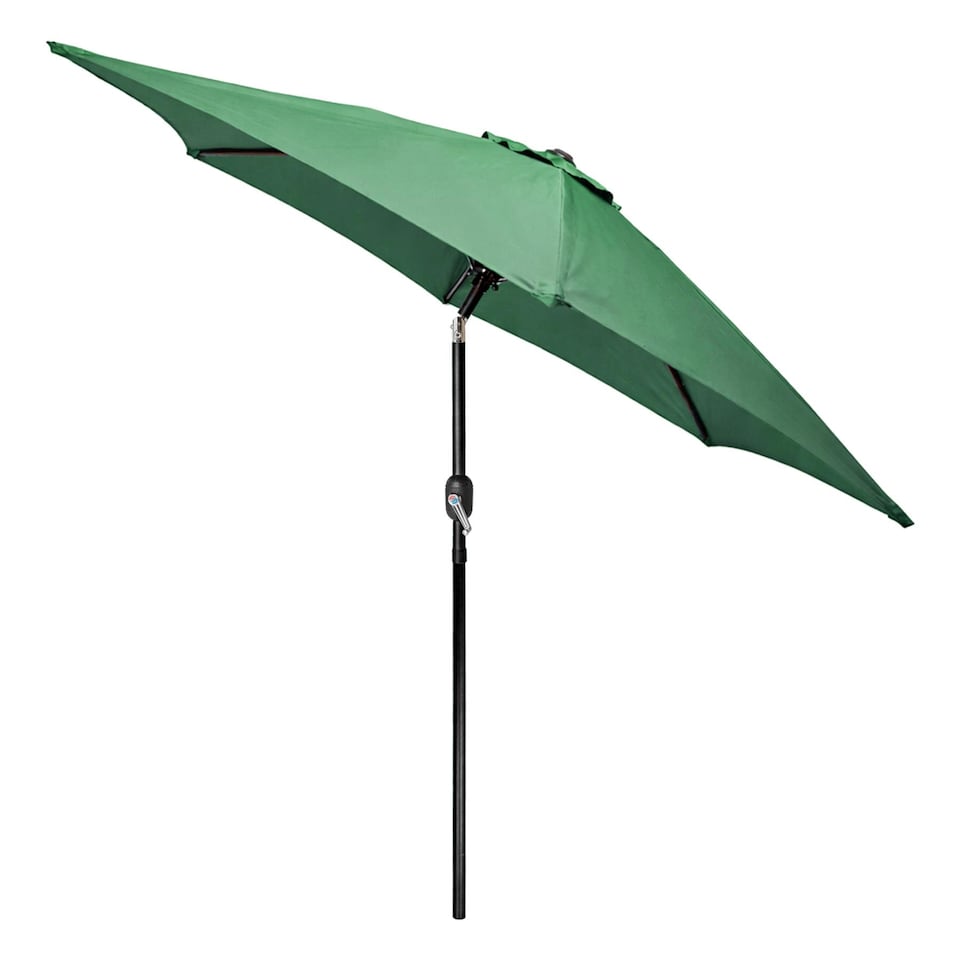 image 1 of Harbour Housewares 2.7M Tilting Garden Parasol -  Green - Crank Handle Waterproof Sun Umbrella Patio Shade Canopy Carry Bag