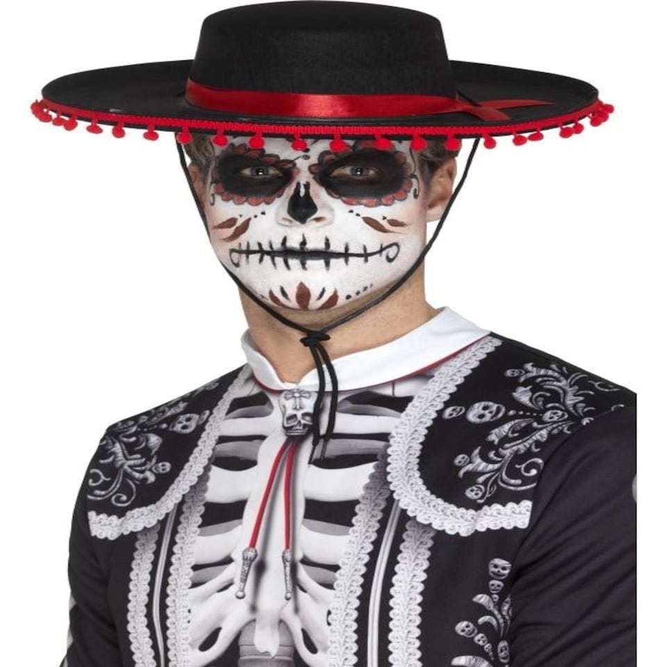 Day of the Dead Senor Hat - Black & Red - 48173