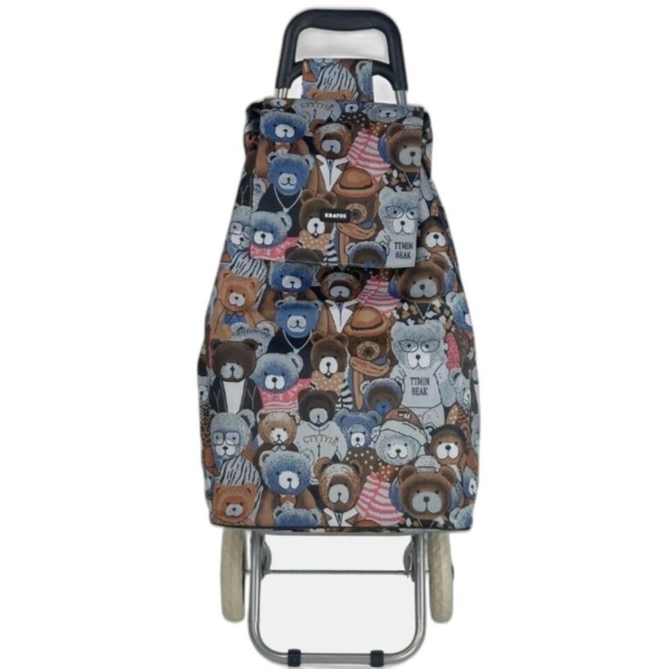 image 1 of Travel Teddybear Shopping Trolley - Dimensions for the Frame and the Bag are Included Brown