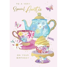 Words 'n' Wishes Traditional Auntie Birthday Card, Birthday Card for a Lovely Auntie, Multi-Coloured, 22 x 15.8 cms