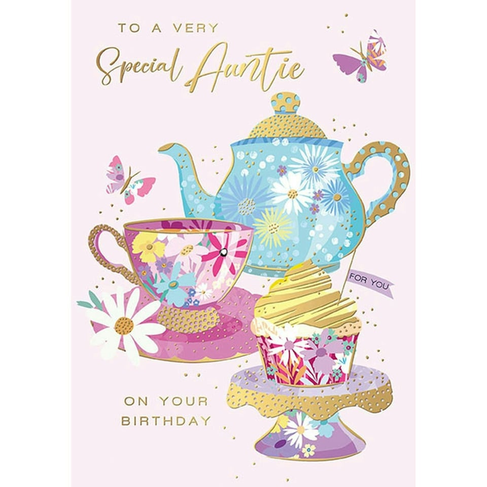 Words 'n' Wishes Traditional Auntie Birthday Card, Birthday Card for a Lovely Auntie, Multi-Coloured, 22 x 15.8 cms