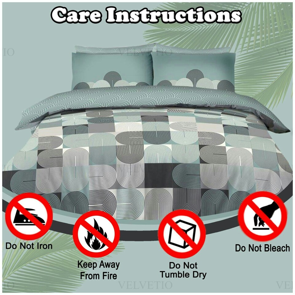 image 1 of VELVETIO Archie Complete Duvet Cover Set with Fitted Sheet Soft Polycotton Bedding Sets Green | Single