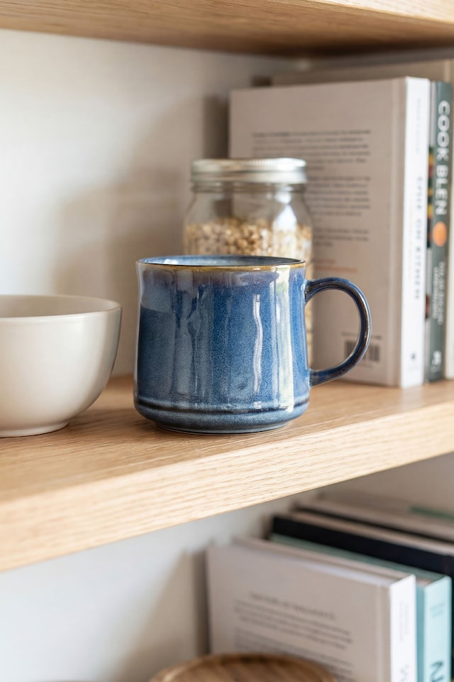 image 1 of Scandi Home Set of 2 600ml Navy Blue Reactive Glaze Ceramic Vega Mugs
