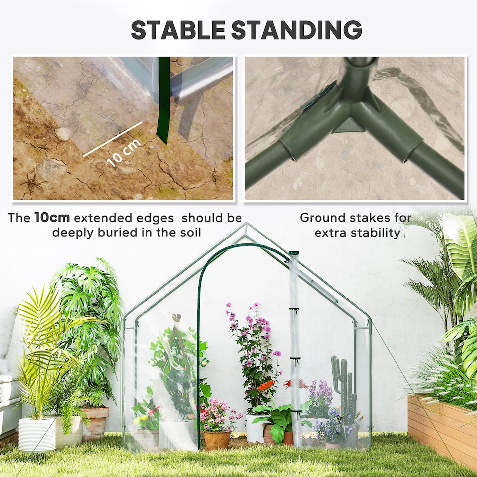image 1 of Outsunny Portable Walk-in PVC Greenhouse w/ Zipped Door for Flowers Plant