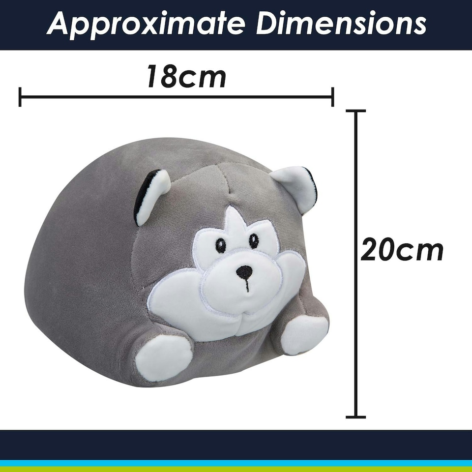 image 1 of Dog Soft Toy Cute Plushie Huggable Cuddly Stuffed Toy 20cm Grey