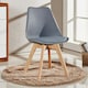 image 2 of Set of 6 Scandinavian Dining Chairs with Leather Cushions Solid Wood Legs Grey